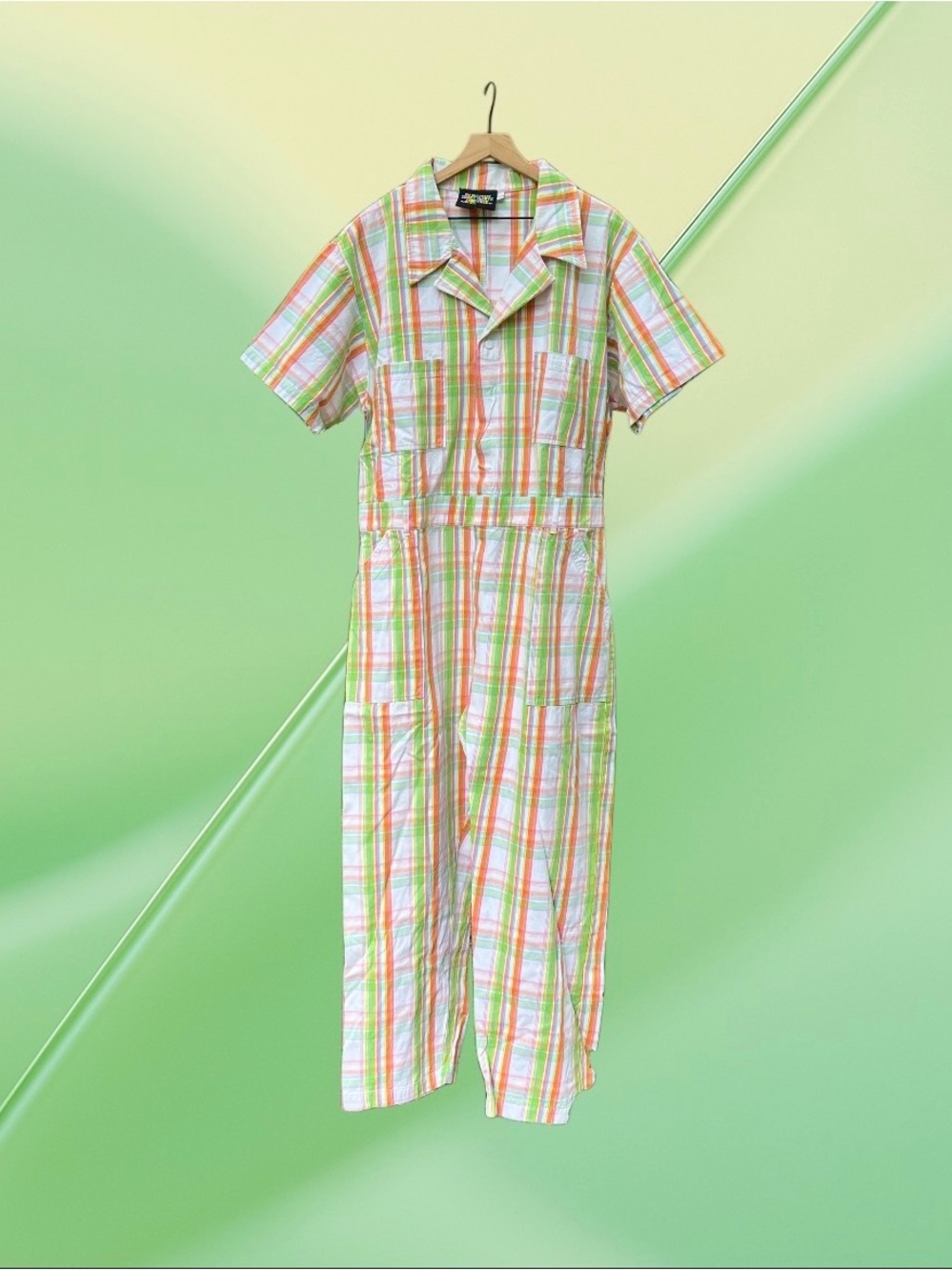 Big Bud Press Spring Rainbow Plaid Short Sleeve Jumpsuit Size 4XL